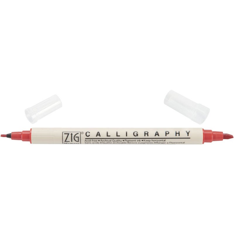 Zig Memory System Calligraphy Dual Tip Markers, Pure Red, Pack of 6